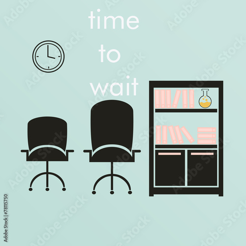 study room, waiting room illustration over blue color background
