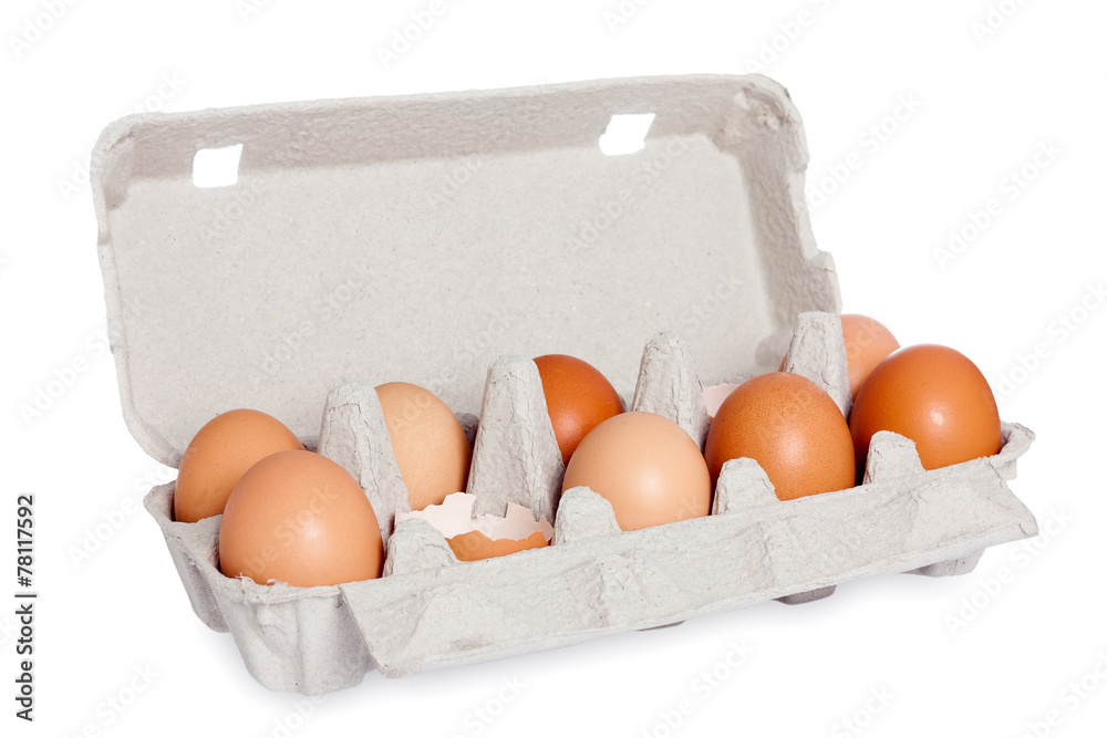 Eggs in the package isolated