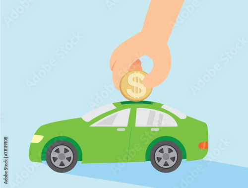 Haman put a coin in piggy bank car shape