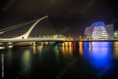 Samuel Beckett bridge in Dublin  Ireland at night