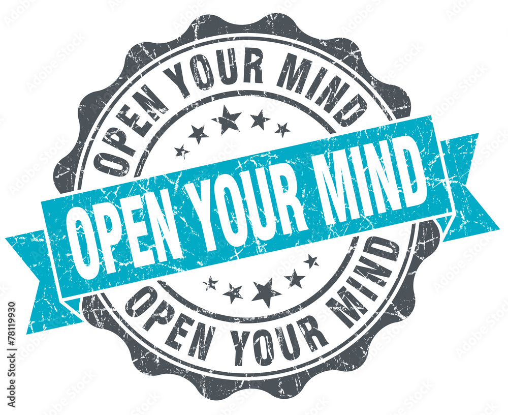 Obraz premium open your mind vintage turquoise seal isolated on white