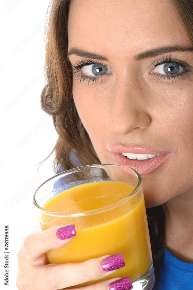 Attractive Young Woman Drinking Orange Juice Attractive Young Woman Drinking Orange Juice