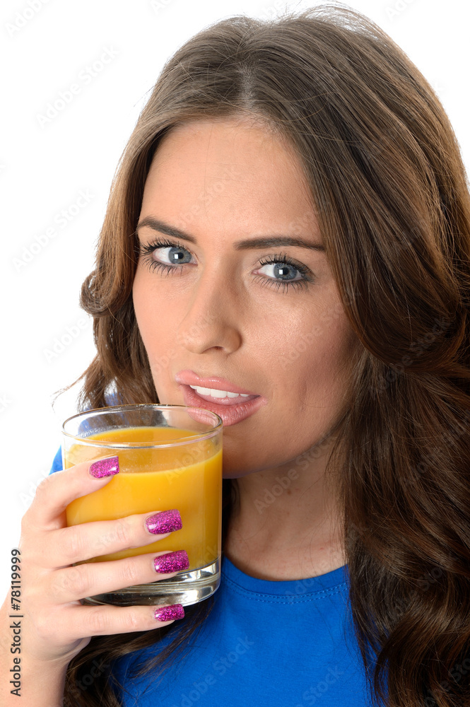 Attractive Young Woman Drinking Orange Juice Attractive Young Woman Drinking Orange Juice