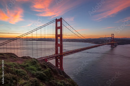Golden Gate Bridge in San Francisco before sunrise