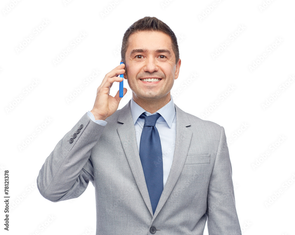 happy businessman calling on smartphone happy businessman calling on smartphone