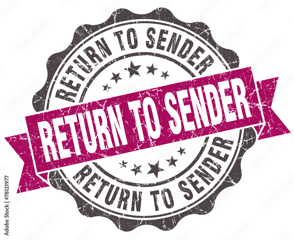 return to sender grunge violet seal isolated on white return to sender grunge violet seal isolated on white