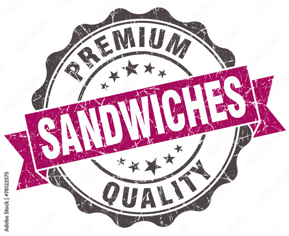 Fototapeta premium sandwiches grunge violet seal isolated on white