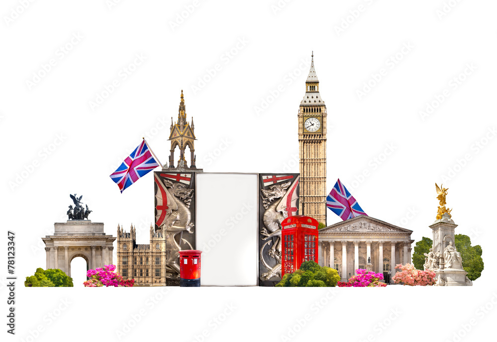Obraz premium London. Tourist and business collage, London's famous buildings 