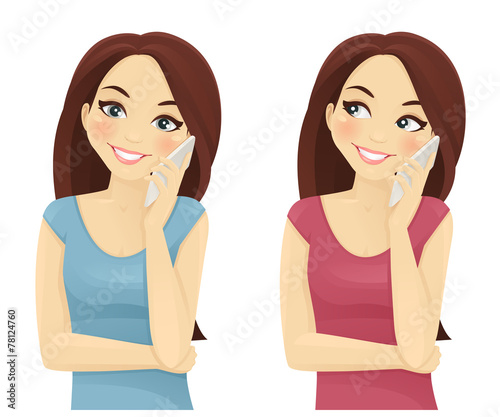 Smiling woman phone talking