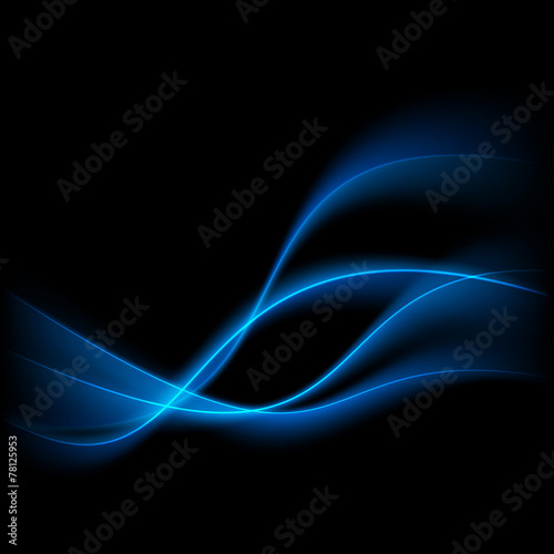 Abstract blue swoosh lines over black background