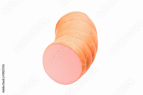 one boiled sausage  on white background