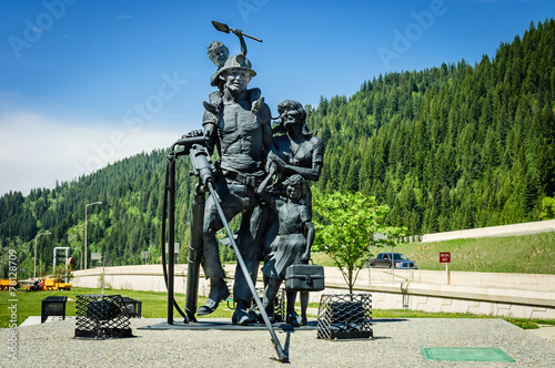 sculpture of Miners family, Wallace, Idaho state, USA