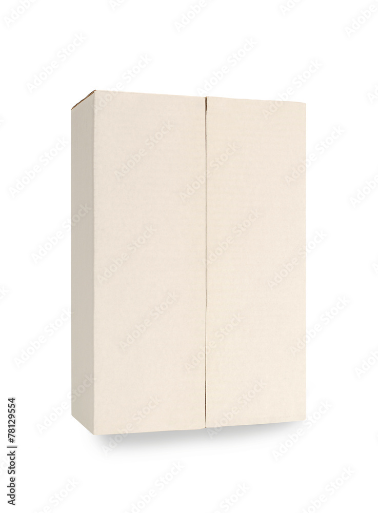 Tall white cardboard box isolated Tall white cardboard box isolated