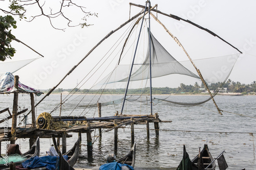 Chinese fishing nets in Kochin (Cochin) in Kerala in South India © jeeweevh