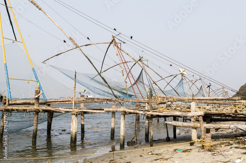 Chinese fishing nets in Kochin (Cochin) in Kerala in South India © jeeweevh