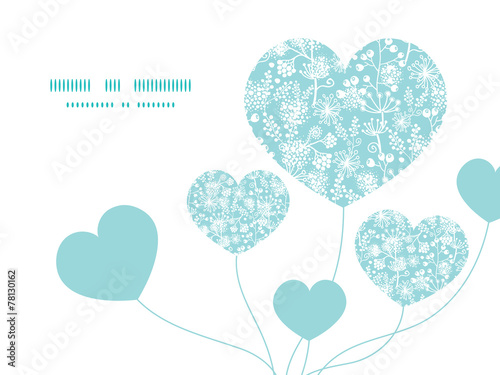 Vector blue and white lace garden plants heart symbol frame