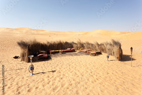 Bedouin camp in the desert. Abu Dhabi, United Arab Emirates