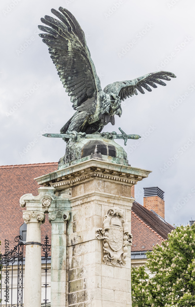 Sculpture of eagle with a sword