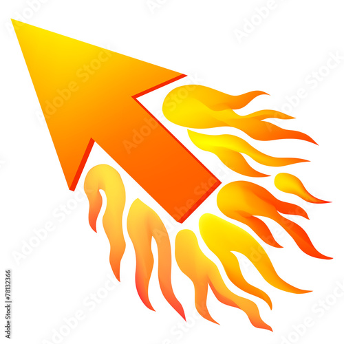 Hot cursor arrow with flames