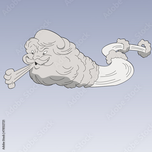 Vector cartoon face in cloud blowing