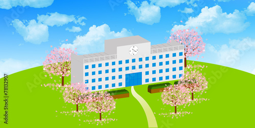 桜　学校　背景
