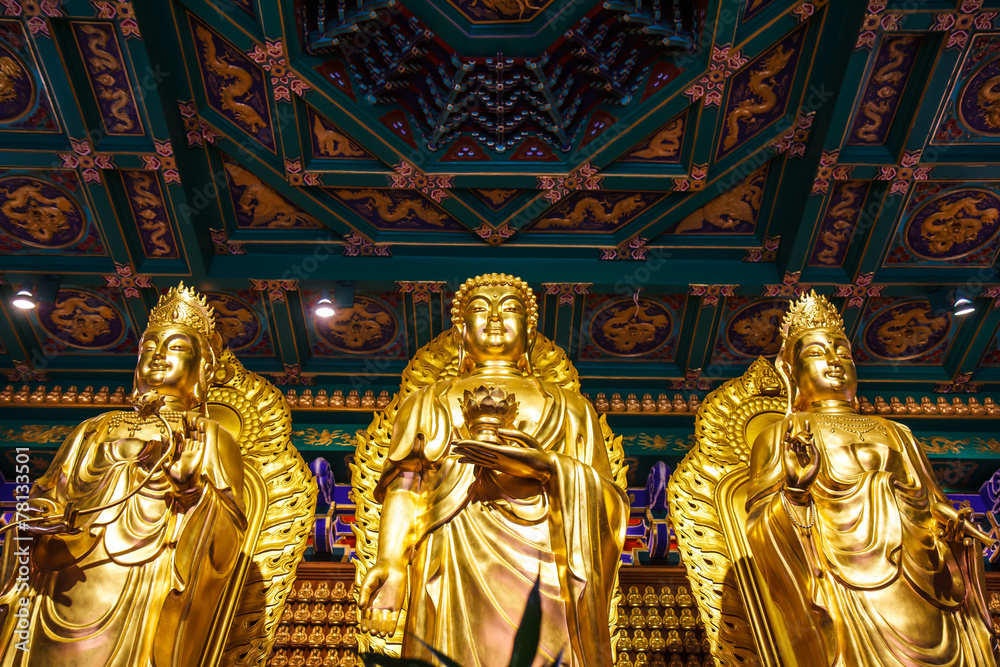 Buddha statues in temple of Thailand