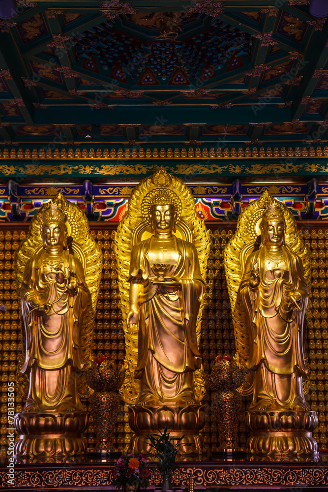 Buddha statues in temple of Thailand