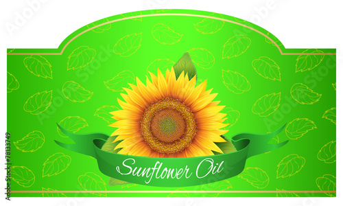 The label on the bottle of sunflower oil