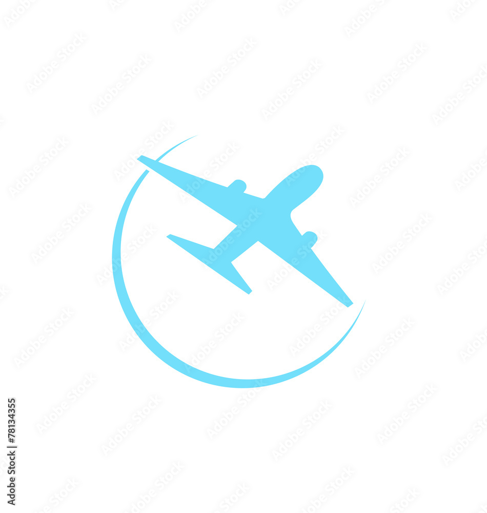 Airplane symbol isolated on white background
