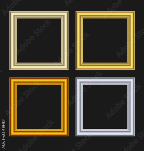 Set picture frames isolated on black background