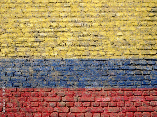 Obraz na płótnie Colombia flag painted on wal w salonie