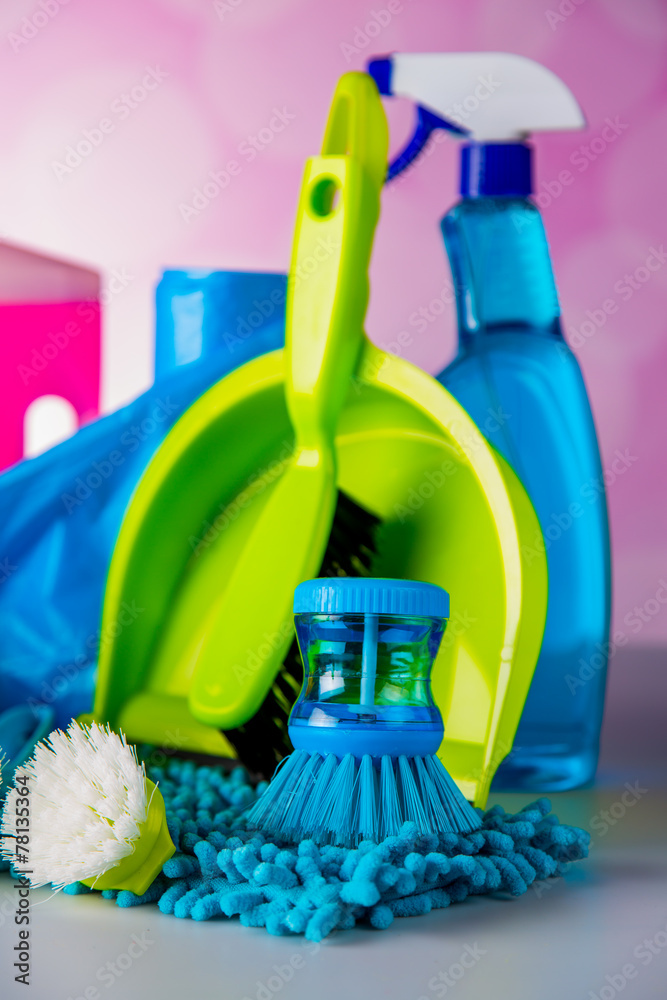 Cleaning concept on saturated bright background