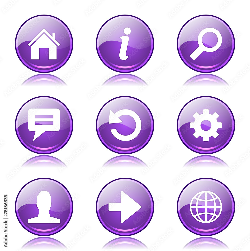 Web Internet Violet Vector Button Icon Design Set Web Internet Violet Vector Button Icon Design Set