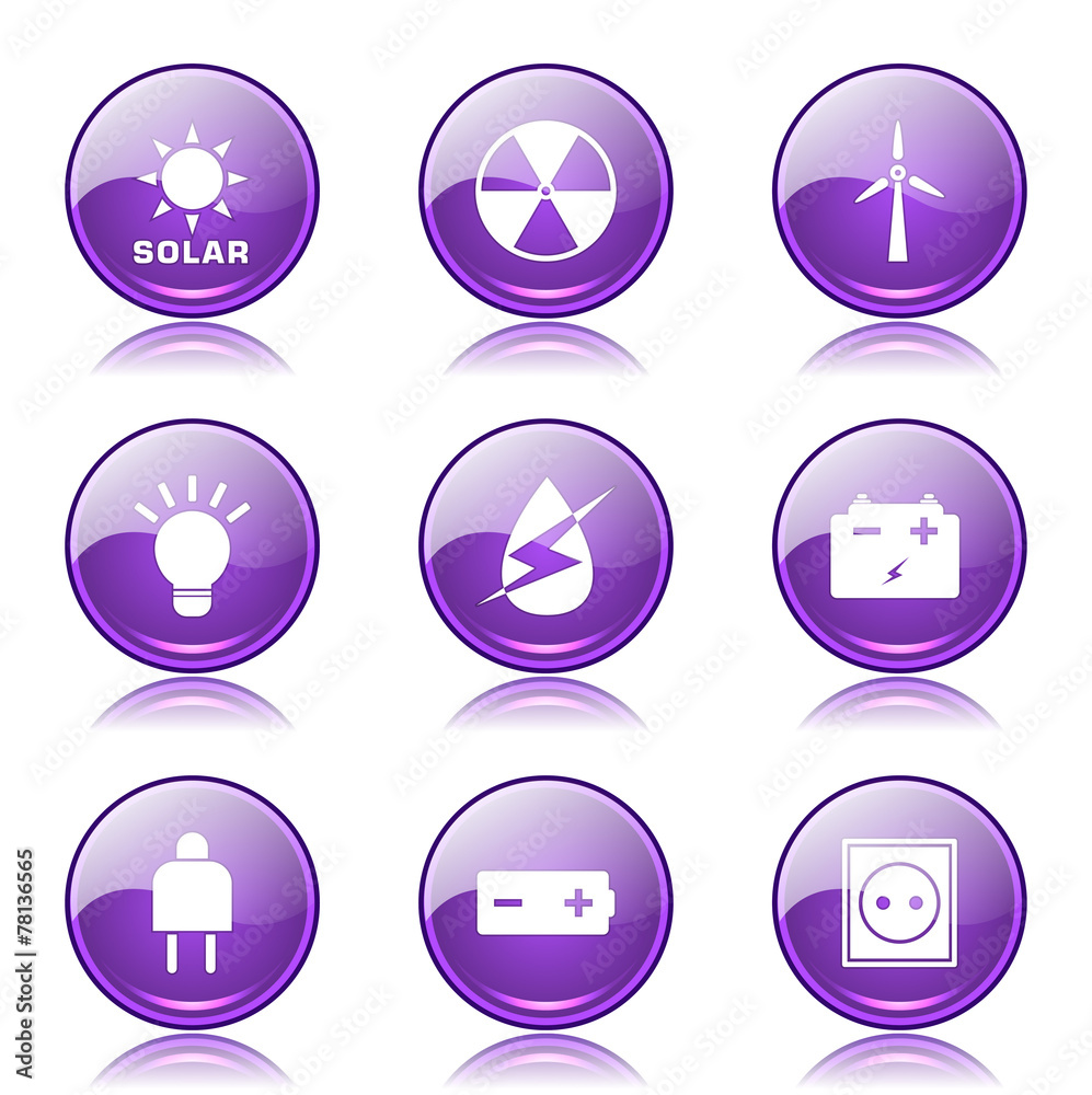 Energy Sign And Symbol Violet Vector Button Icon Energy Sign And Symbol Violet Vector Button Icon