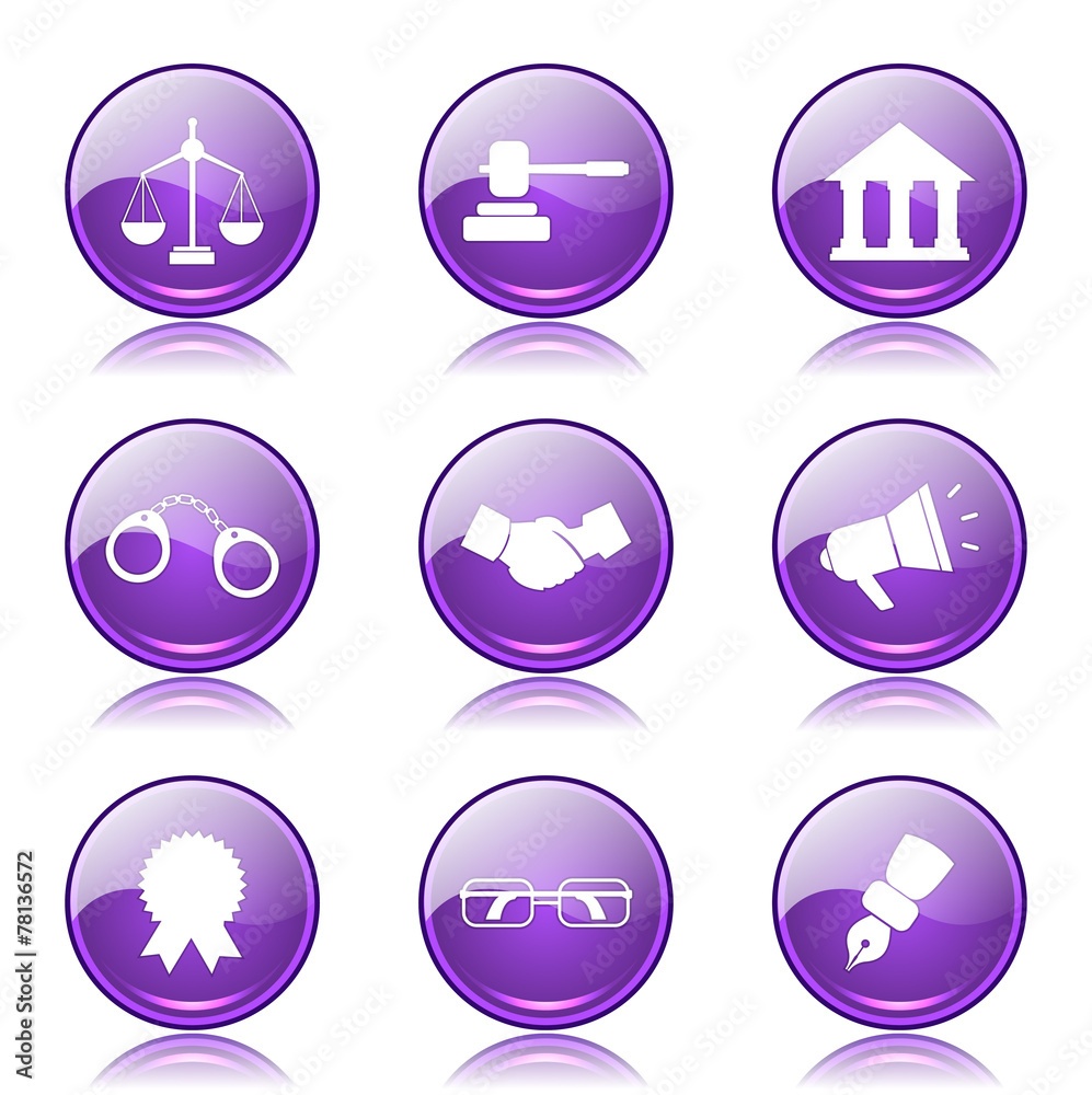 Law Sign Violet Vector Button Icon Design Set Law Sign Violet Vector Button Icon Design Set