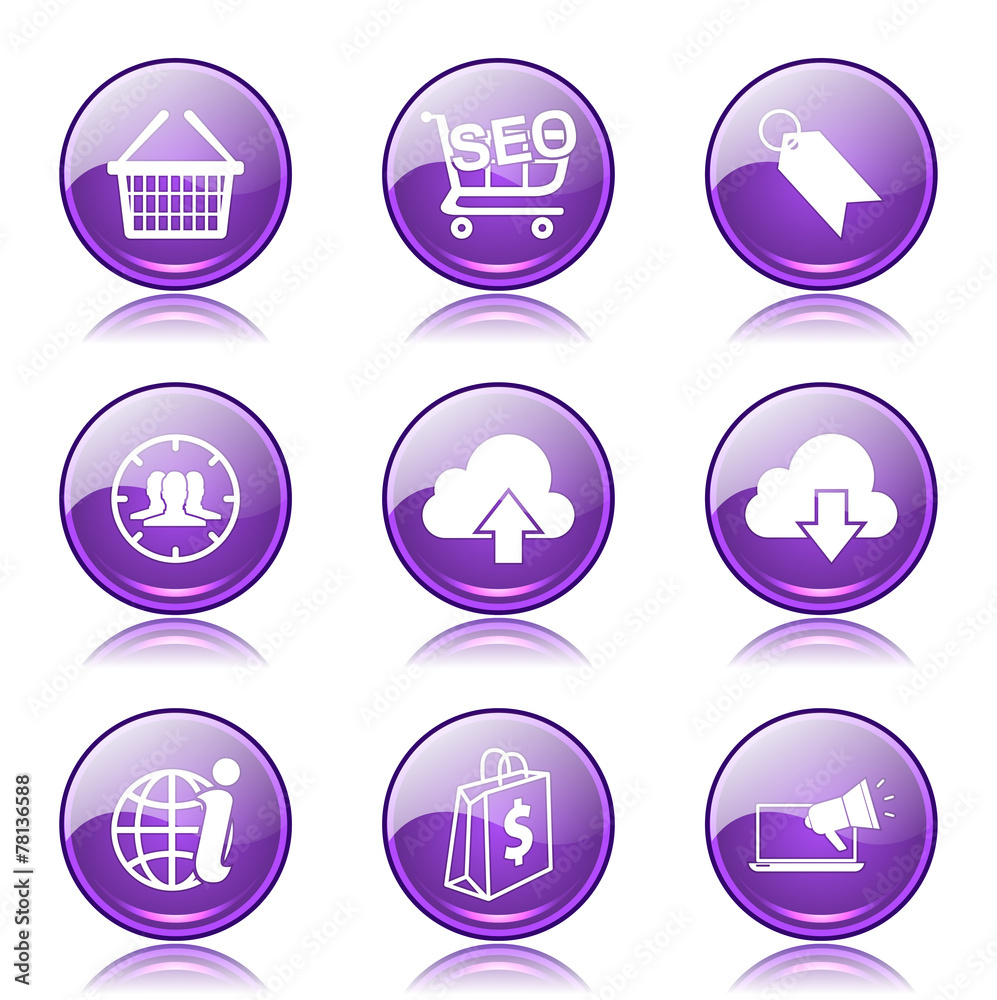 SEO Internet Sign Violet Vector Button Icon Design Set 7