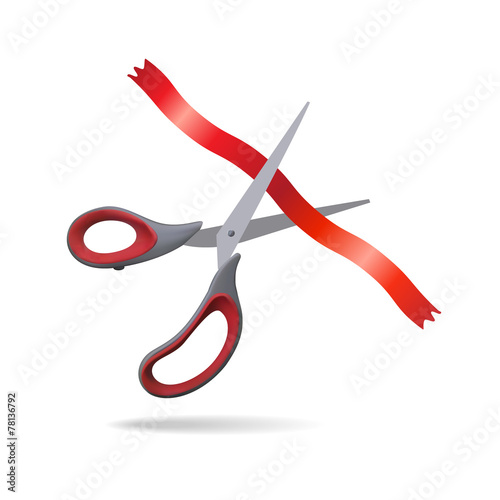 Scissors cut the red ribbon