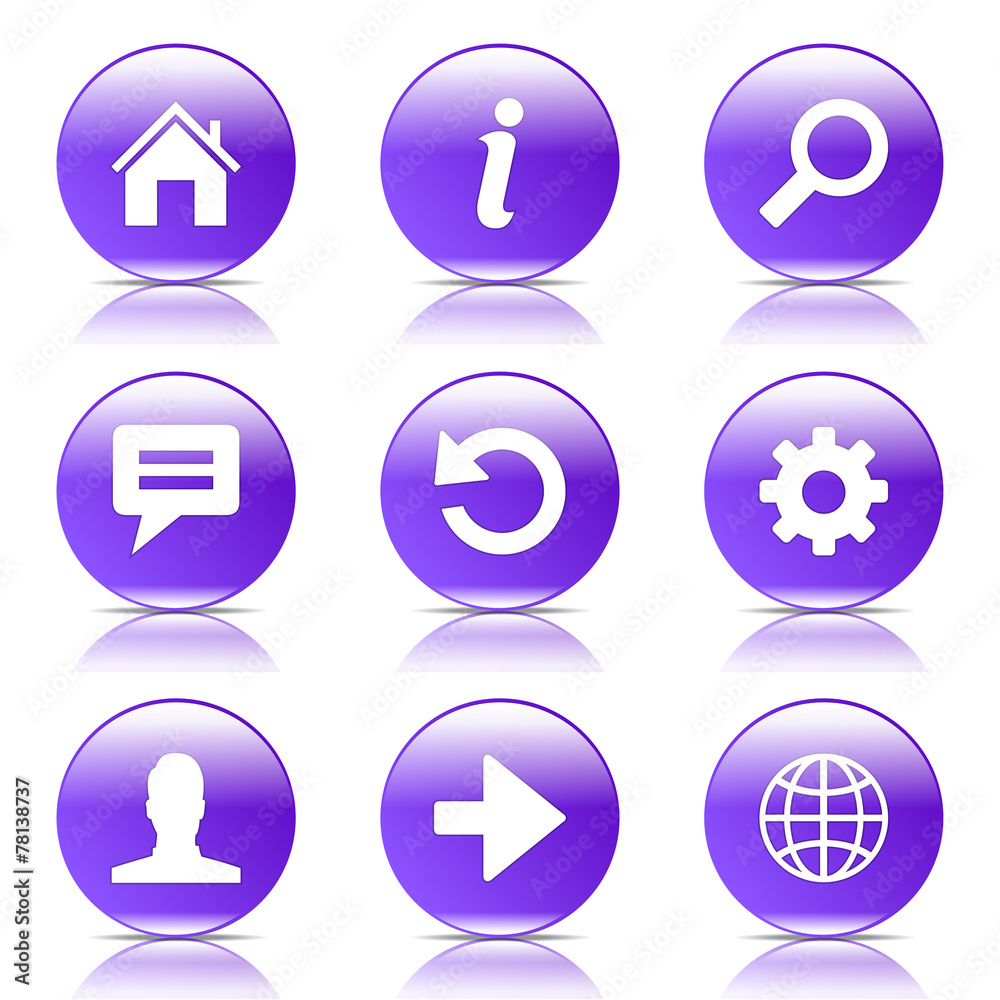 Web Internet Violet Vector Button Icon Design Set Web Internet Violet Vector Button Icon Design Set