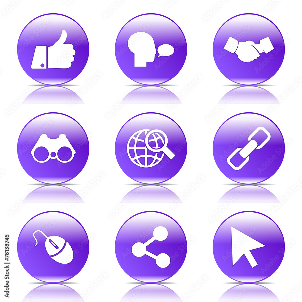 Social Internet Violet Vector Button Icon Design Set Social Internet Violet Vector Button Icon Design Set