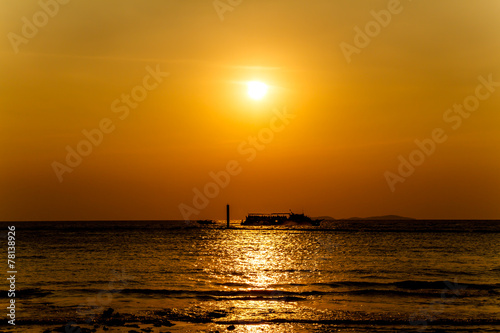 Sunset at the beach on Koh Larn Pattaya.Thailand