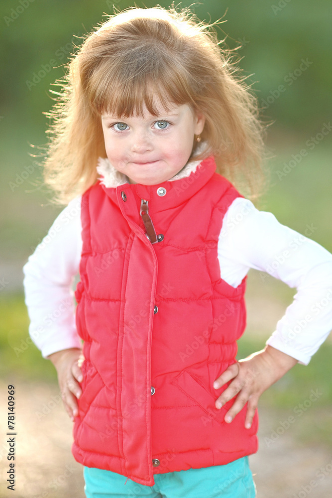 portrait of little girl outdoors in summer portrait of little girl outdoors in summer