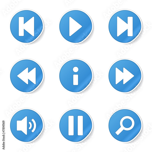 Free Download Multimedia Controller Blue Vector Button Icon Design Set - GFXLoad