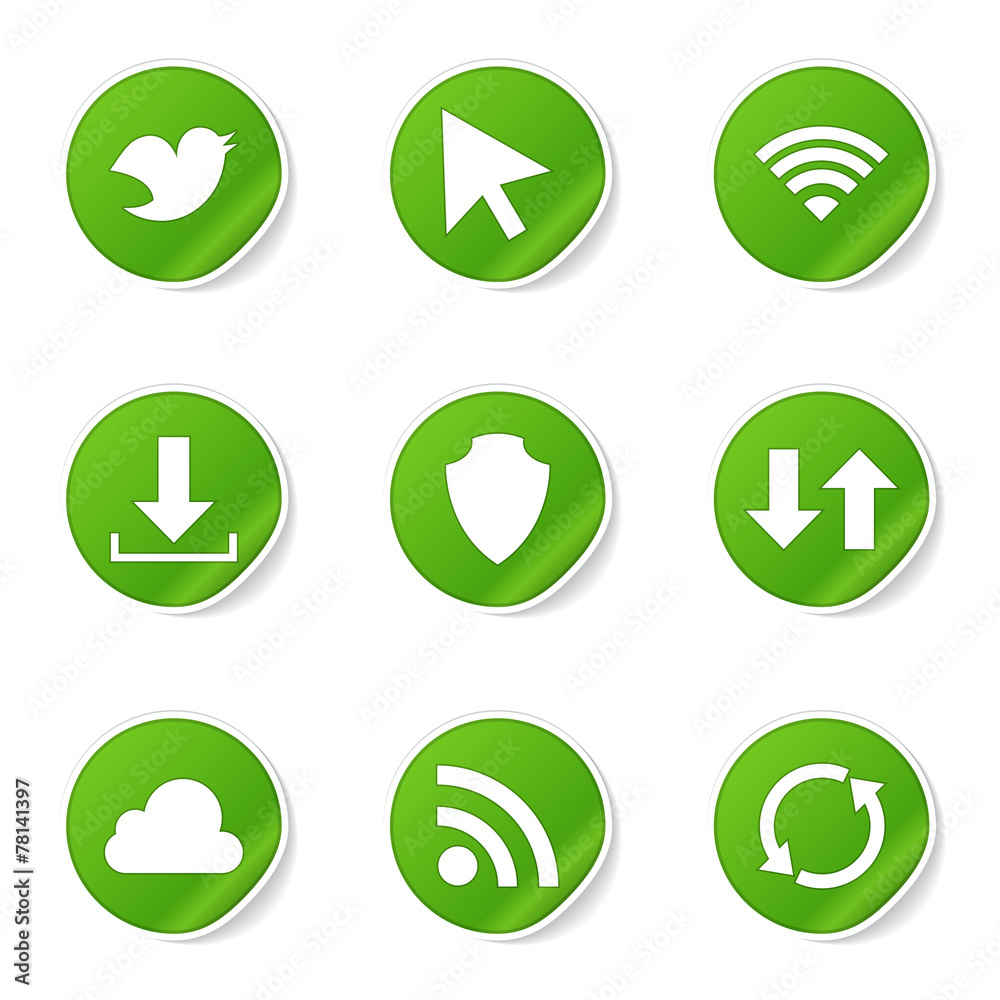 Web Internet Social Green Vector Button Icon Design Set Web Internet Social Green Vector Button Icon Design Set