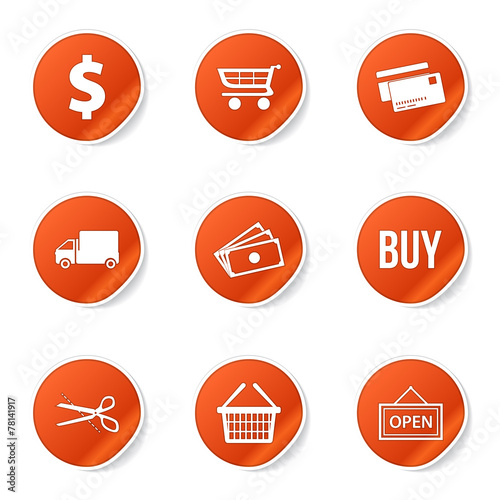 Shopping Sign Orange Vector Button Icon Design Set