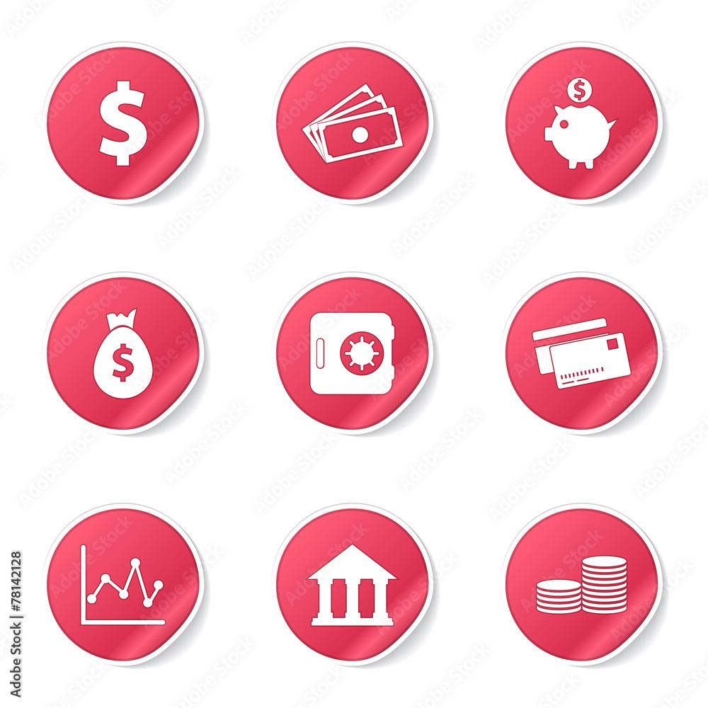 Financial Banking Pink Vector Button Icon Design Set Financial Banking Pink Vector Button Icon Design Set