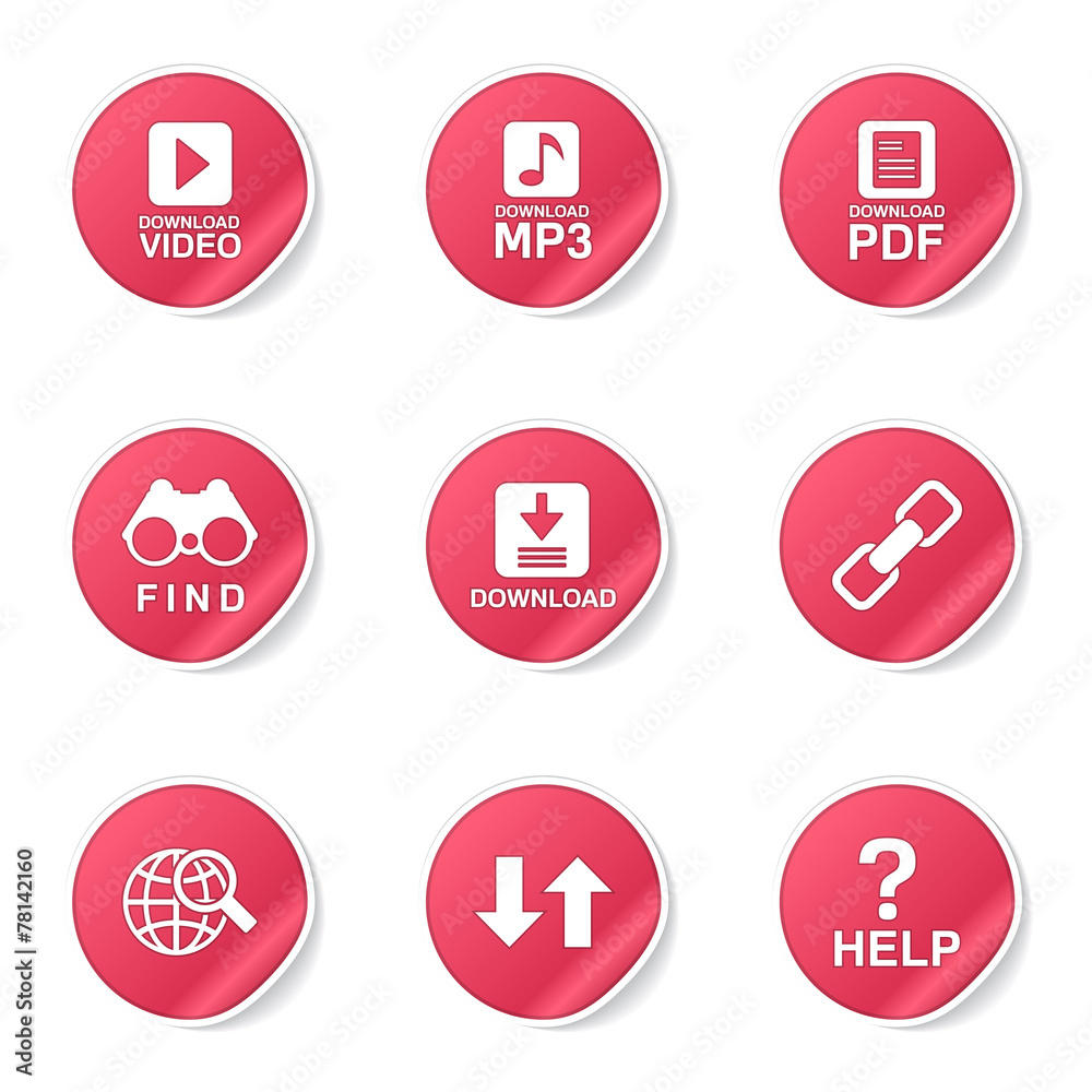 Multimedia Web Internet Pink Vector Button Icon Design Set
