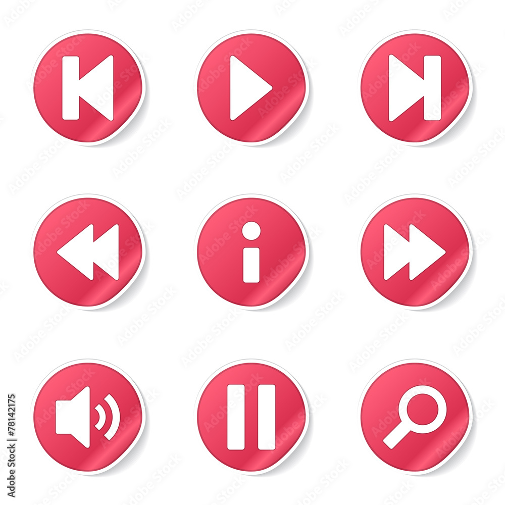 Multimedia Controller Pink Vector Button Icon Design Set Multimedia Controller Pink Vector Button Icon Design Set
