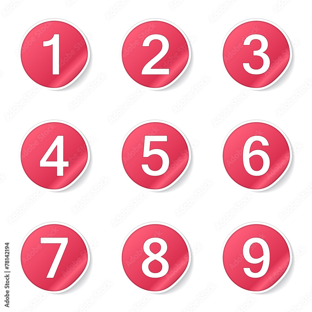 Numbers Counting Pink Vector Button Icon Design Set Numbers Counting Pink Vector Button Icon Design Set