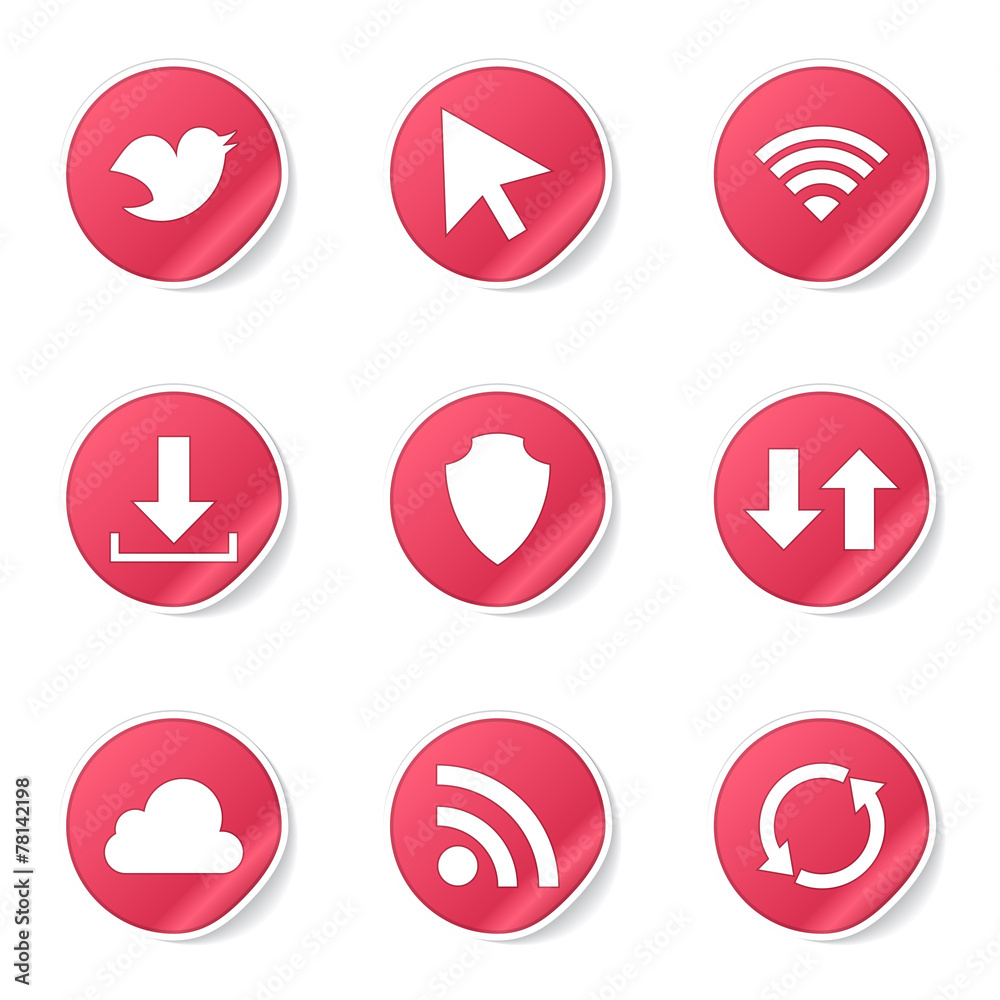 Web Internet Social Pink Vector Button Icon Design Set Web Internet Social Pink Vector Button Icon Design Set