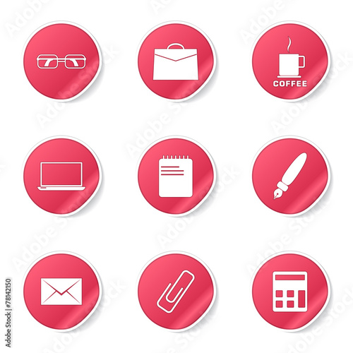 Office Work Pink Vector Button Icon Design Set